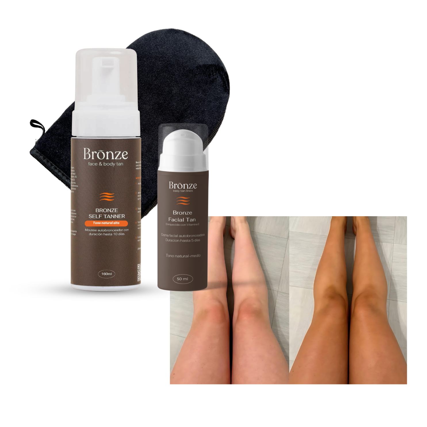 KIT 3  Autobronceador de cuerpo + Autobronceador de cara (INCLUYE GUANTE DE REGALO)